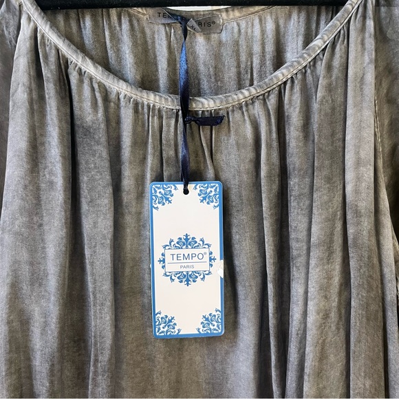 NWT Tempo Paris boho gray lace details tunic blouse size XL - Picture 9 of 11
